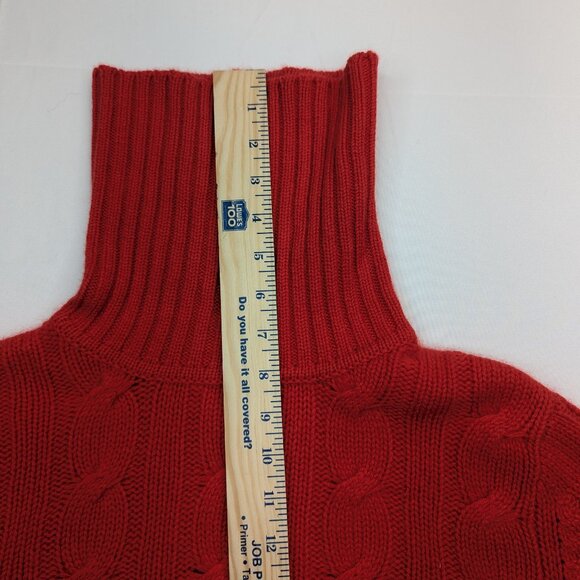 Lilly Pulitzer 100% Cashmere Cable Knit Turtleneck Womens Sweater Coral Red Sz L - Picture 7 of 9